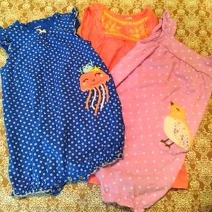 3 Carter's Adorable Baby Girl Outfits: 2 Onesies & 1 dress!🦩👶🦩👶🦩